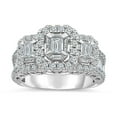 thumbnail image 1 of 1.95 CT. T.W. Emerald Cut Three Stone Halo Diamond Ring in 14K Gold, 1 of 6