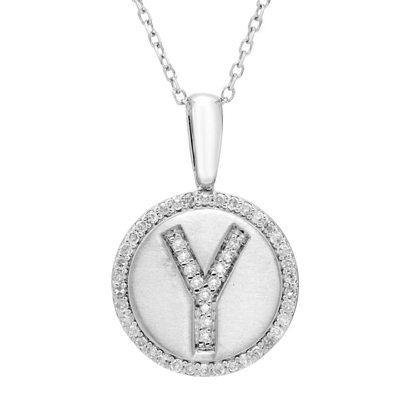 Diamond Initial Pendant Necklace in Sterling Silver