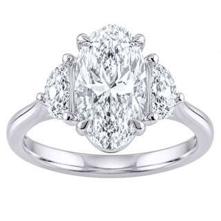 2.46 CT.T.W. Moval & Half Moon Cut Lab Created Diamond Ring in 18K Gold