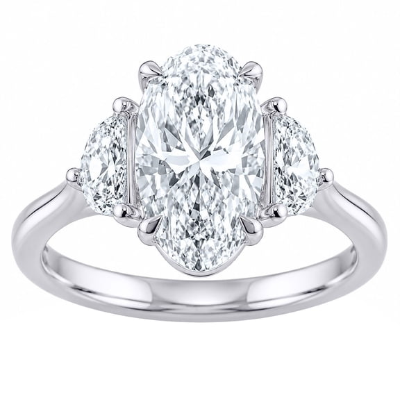 2.46 CT.T.W. Moval & Half Moon Cut Lab Created Diamond Ring in 18K Gold