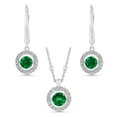 thumbnail image 1 of Round Cut Lab Created Gemstone Dancing Pendant & Earring Set in Sterling Silver, 1 of 8