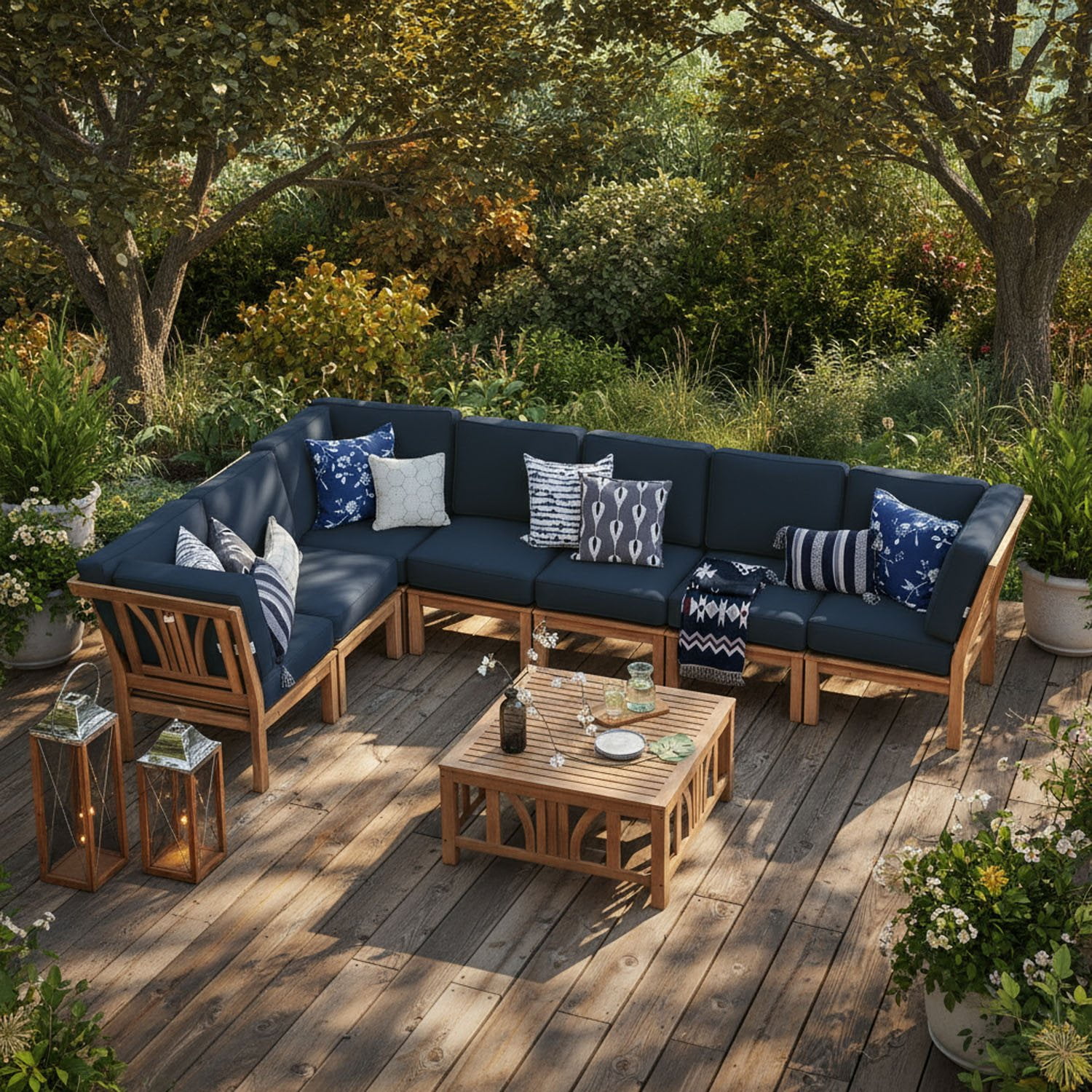 Cambridge Casual Catalina Teak Sectional Sofa Patio Set, 8pc