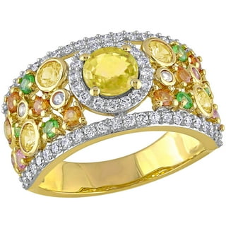 Round Cut Blue Sapphire and 0.45 CT. T.W. Diamond Band in 14K Gold