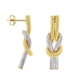 thumbnail image 2 of Two-Tone Ribbed Interlock Earrings in Italian Sterling Silver and 14K Gold, 2 of 6