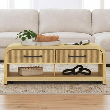 Society Den Woodridge Coffee Table with Casters and Push Drawer