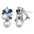 thumbnail image 1 of Freshwater Cultured 6-8.5mm Pearl & Gemstone Earrings in Sterling Silver, 1 of 5