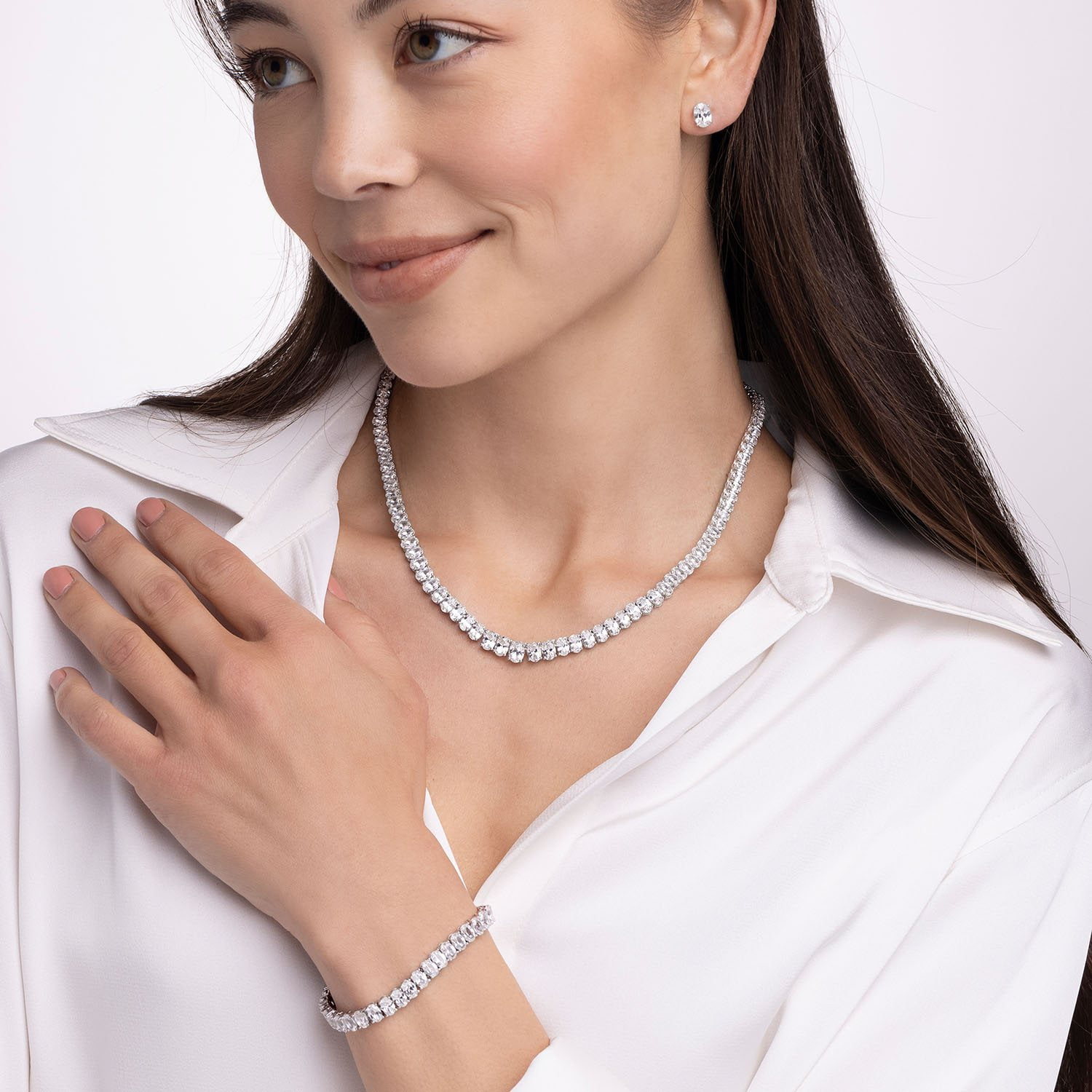 925 Sterling Silver Lab White Sapphire Tennis Necklace - Samsclub.com