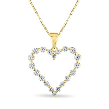 Round Cut Heart Diamond Pendant Necklace in 14K Gold