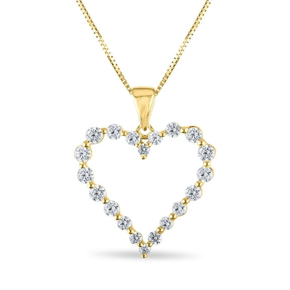 Round Cut Heart Diamond Pendant Necklace in 14K Gold