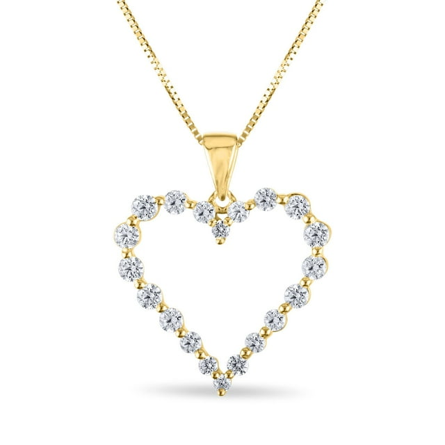 Round Cut Heart Diamond Pendant Necklace in 14K Gold