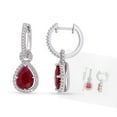 thumbnail image 5 of Ruby and 0.36 CT. T.W. Diamond Teardrop Halo Cuff Earrings in 14K Gold, 5 of 5