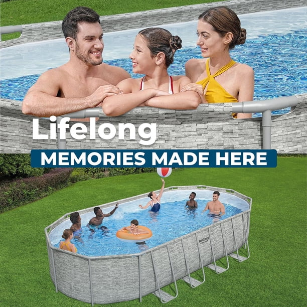 Bestway Power Steel 22'L x 12'W x 52''H Above Ground Pool Set