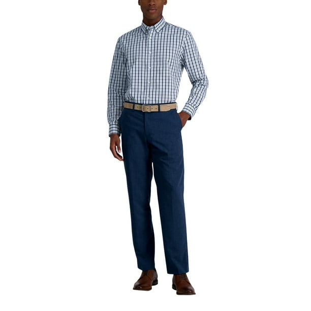 Haggar Men's Long Sleeve Button-Down Dress Shirt Blue S:- Blue, S