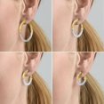 thumbnail image 5 of Two Tone High Polish & Textured Hoop Earrings in 14K Gold, 5 of 5