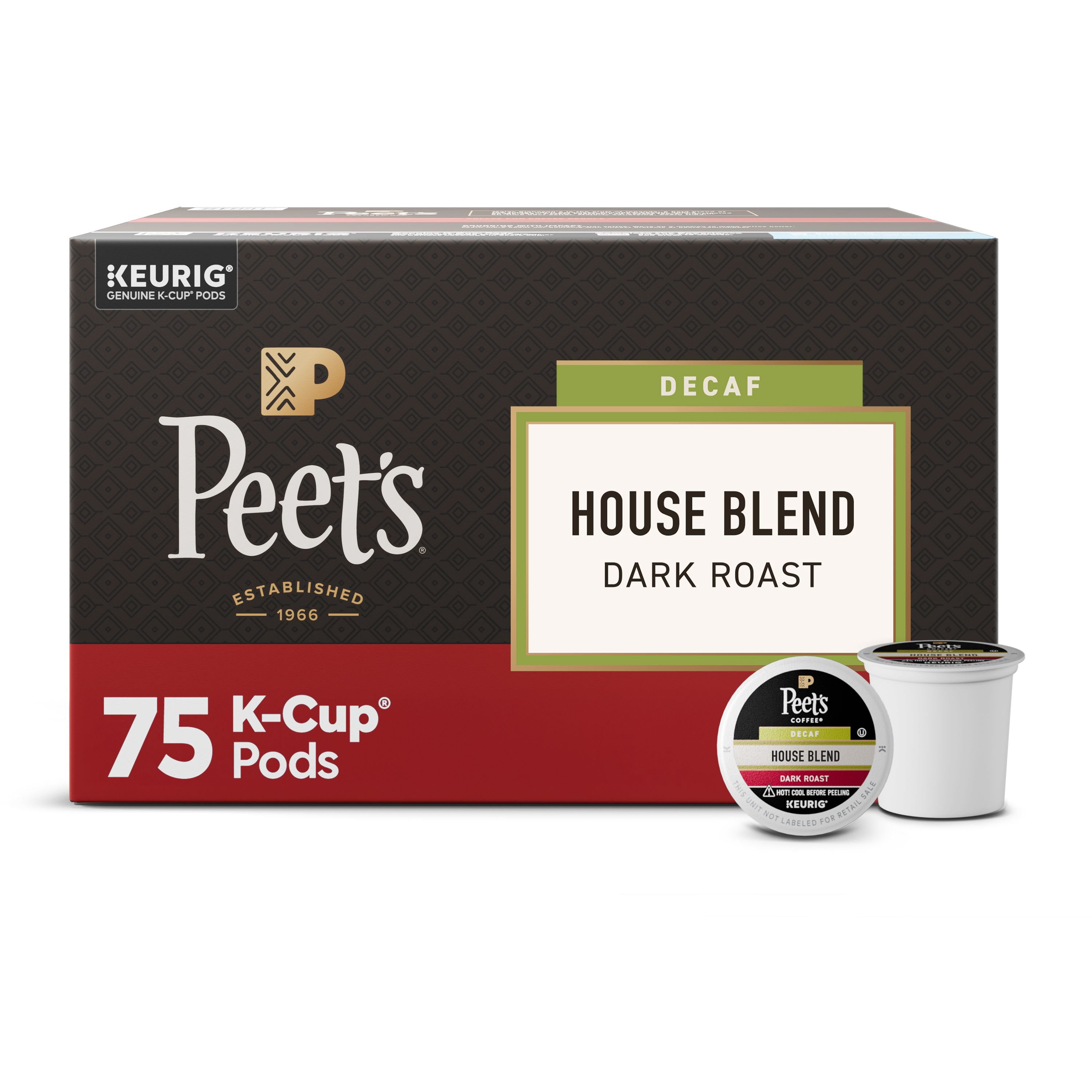 Peet's Coffee Decaf  Dark Roast K-Cup Pods, House Blend 75 ct.