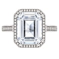 thumbnail image 1 of Lab Created Emerald Cut Gemstone and Diamond Ring in Sterling Silver, 1 of 4