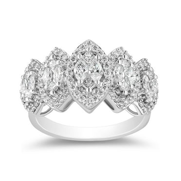 1.0 C.T. TW Marquise Cut Halo Diamond Ring in 14K Gold