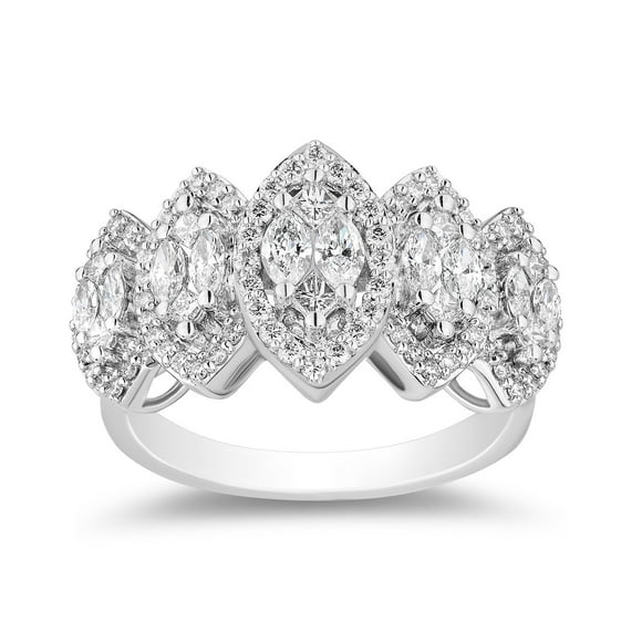 1.0 C.T. TW Marquise Cut Halo Diamond Ring in 14K Gold