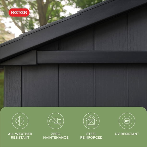 Keter 7.5' x 15' Newton Plus Resin Outdoor Shed Durable Storage
