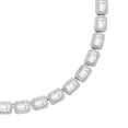 thumbnail image 2 of Emerald Cut Lab Created Gemstone Halo Tennis Necklace in Sterling Silver, 2 of 3