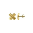 thumbnail image 2 of Ribbed "X" Stud Earrings in 14K Gold, 2 of 4