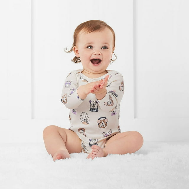 Member's Mark Baby 4-Pack Long Sleeve Organic Cotton Bodysuit