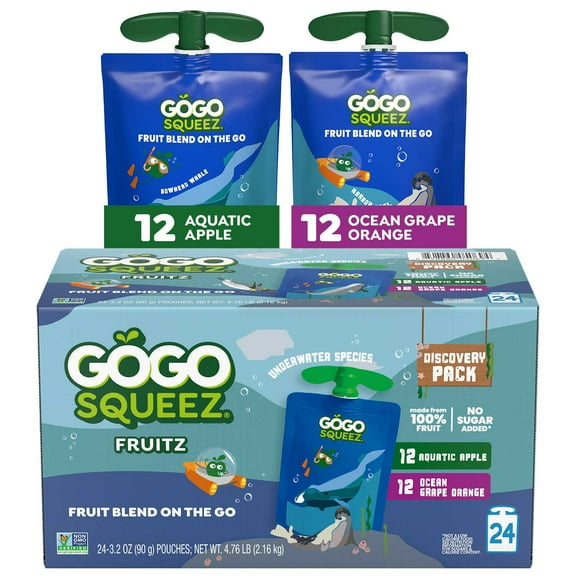 GoGo SqueeZ Discovery Variety Pack, 3.2 oz., 24 ct.
