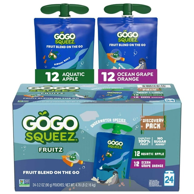 GoGo SqueeZ Discovery Variety Pack, 3.2 oz., 24 ct.