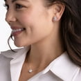 thumbnail image 6 of Emerald Cut Lab Created Gemstone & 0.11 CT. T.W. Diamond Stud Earrings in Sterling Silver, 6 of 6