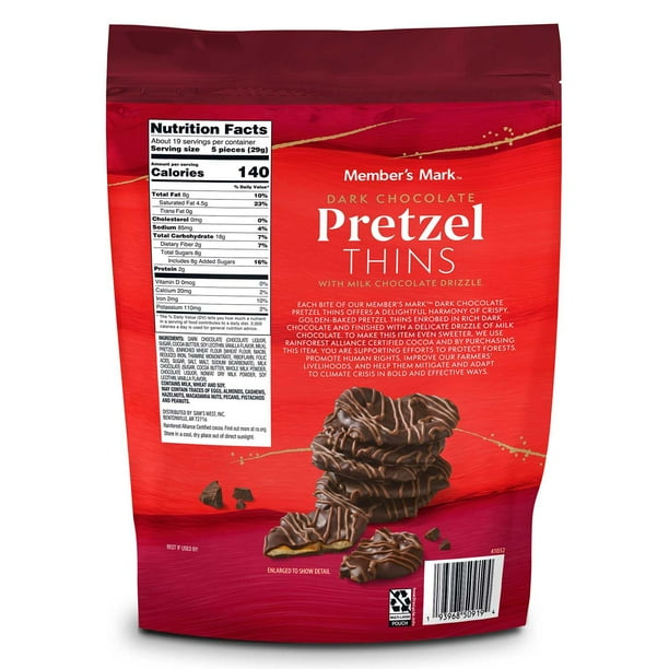 Member's Mark Dark Chocolate Pretzel Thins, 19.2 oz. - Samsclub.com