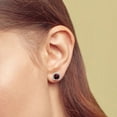 thumbnail image 4 of Cushion Cut Gemstone and 0.15 CT. T.W. Halo Diamond Stud Earrings in 14K Gold, 4 of 5
