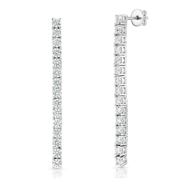 Lab Created White Sapphire Tennis Earrings in Sterling Silver