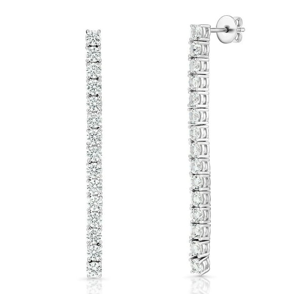 Lab Created White Sapphire Tennis Earrings in Sterling Silver