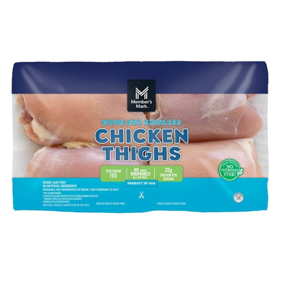 Member's Mark Boneless and Skinless Chicken Thighs, priced per pound