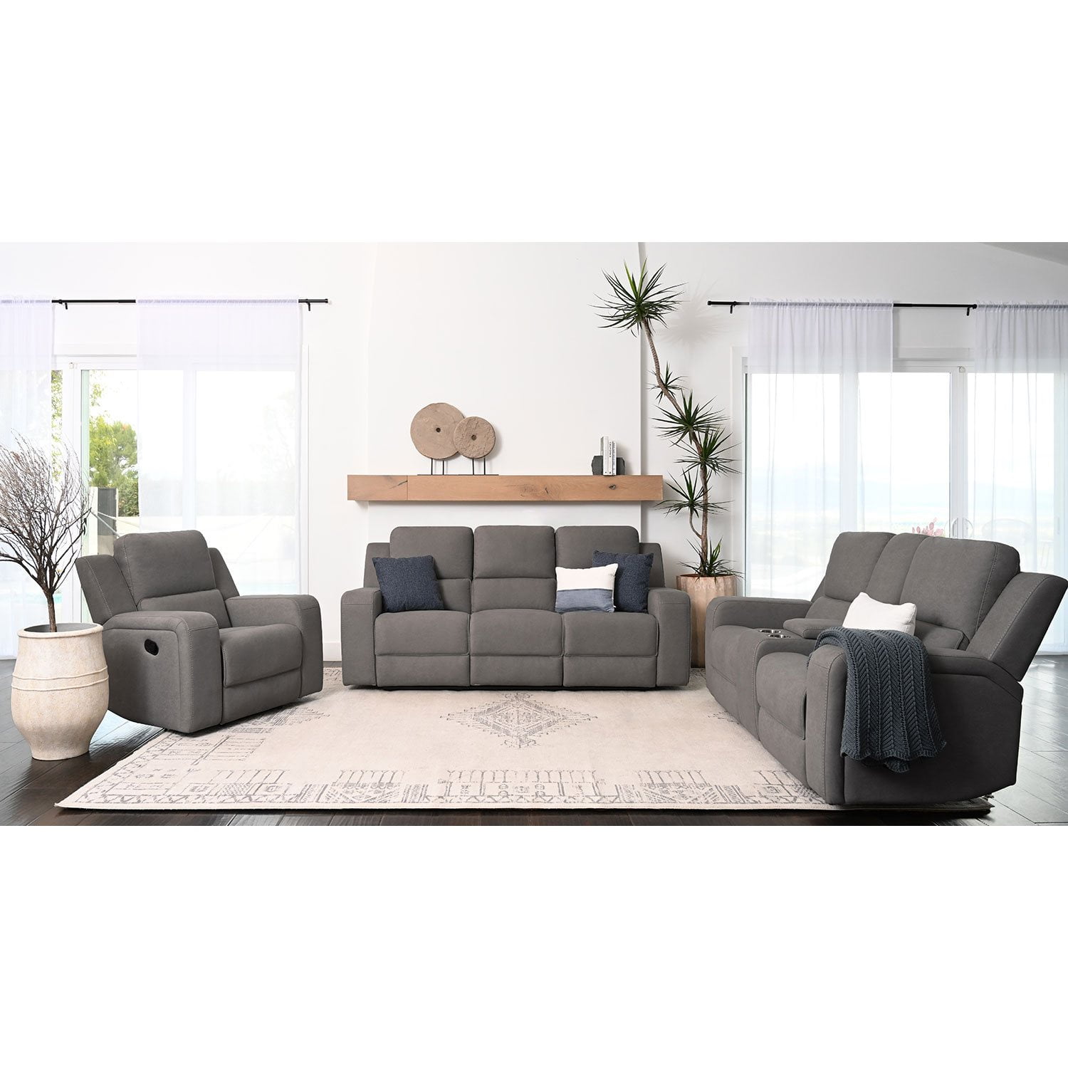 Margo 3-Piece Fabric Manual Reclining Set - Thumbnail 3
