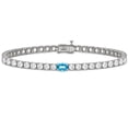 thumbnail image 1 of Round and Oval Cut Gemstone Tennis Bracelet in Sterling Silver, 1 of 4