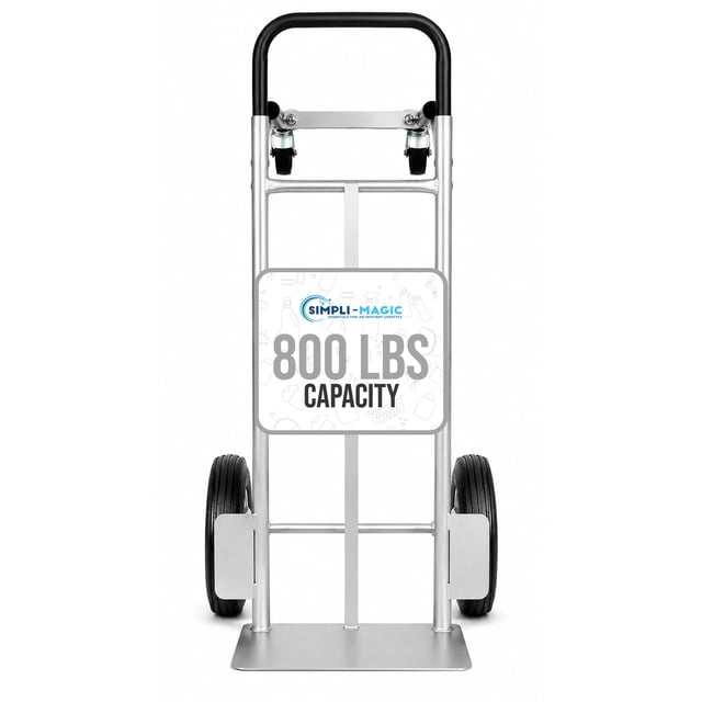 Simpli-Magic 2 in 1 Convertible Hand Truck and Garage Moving Dolly, 800LBS – Heavy-Duty Moving Dolly Utility Platform Cart with 10" Wheels & Handle