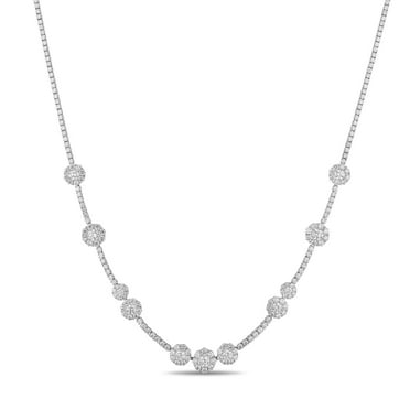 11.20 CT. TW Round Cut Diamond Floral Necklace in 18K Gold