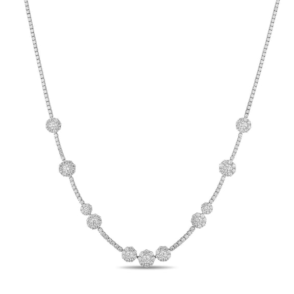 11.20 CT. TW Round Cut Diamond Floral Necklace in 18K Gold