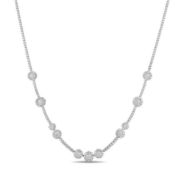 11.20 CT. TW Round Cut Diamond Floral Necklace in 18K Gold