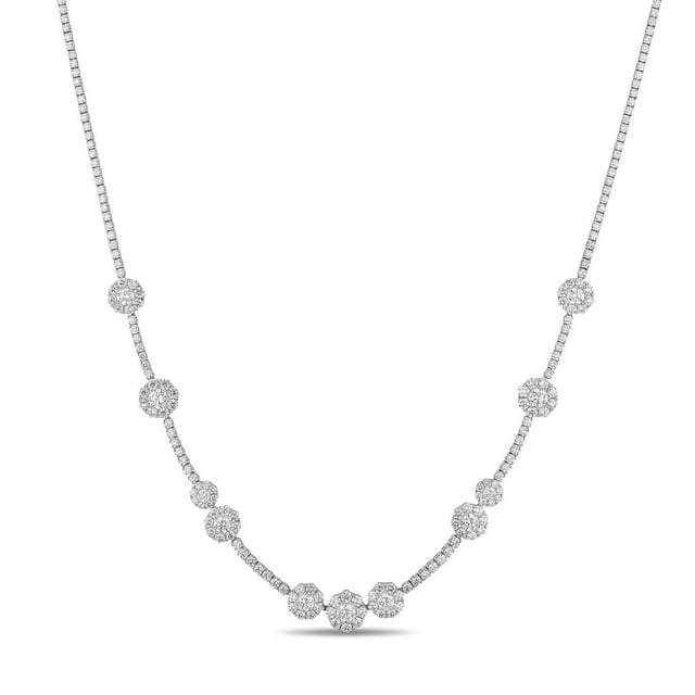 11.20 CT. TW Round Cut Diamond Floral Necklace in 18K Gold