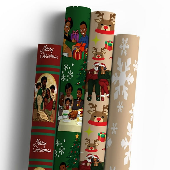 Mah Melanin Home For the Holidays Premium Wrapping Paper, 4 pk.