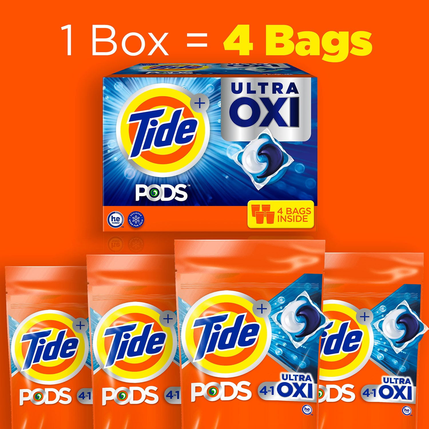 Tide PODS Laundry Detergent Pacs, 4-in-1 Ultra Oxi, 104 ct. - Thumbnail 4