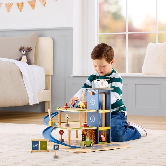 Member's Mark Wooden Parking Garage Playset, 16 pc.