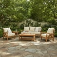thumbnail image 3 of Cambridge Casual Salinas Teak Patio Set with Tan Cushions, 5pc, 3 of 13