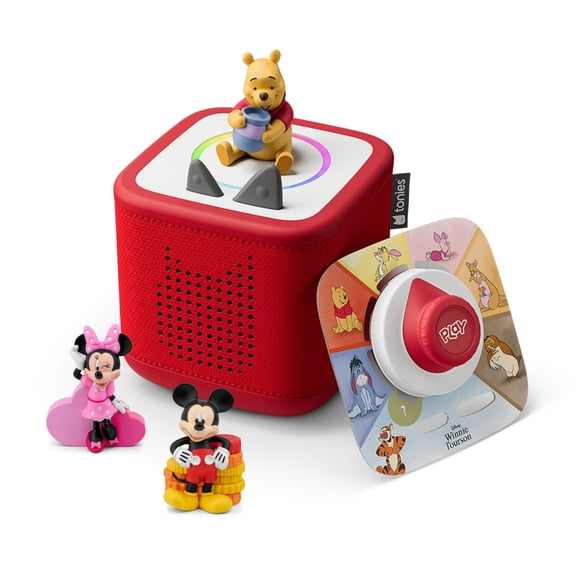 Toniebox 2 Bundle with Game, Controller & 3 Disney Tonie Characters - Pooh, Mickey, and Minnie.