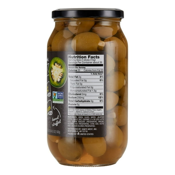 Member's Mark Jalapeno and Garlic Stuffed Olives, 20.5 oz