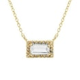 thumbnail image 1 of Baguette Cut Gemstone and 0.06 CT. T.W. Diamond Halo Pendant Necklace in 14K Gold, 1 of 3