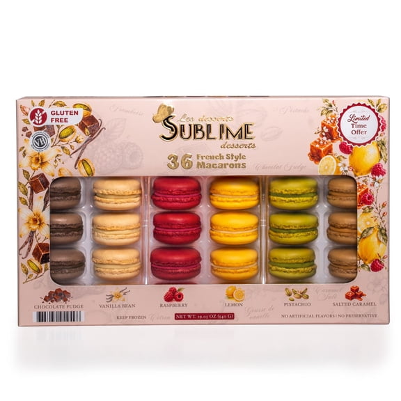 Sublime Desserts French Style Macarons, Assorted Flavors, 36 ct.