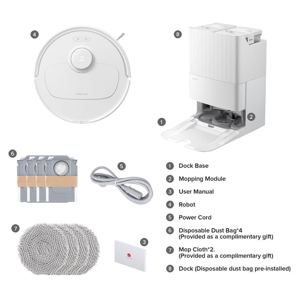 Roborock QRT78 Robot Vacuum & Mop with Multifunction Dock, 10,000